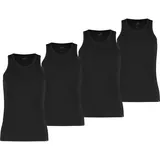 Puma Herren Tank Top, 4er Pack - Basic, Unterhemd, Rundhals, Single Jersey, einfarbig, Schwarz