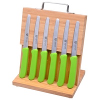 GRÄWE Messerblock Magnet-Messerhalter Bambus klein mit Brötchenmessern grün