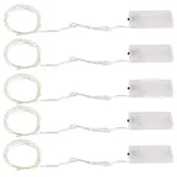 GLOBO Lichterkette Weihnachtsdeko Lichtdraht Leuchtkette Dekolicht, Kunststoff Metall silber, Batterie, 20x LED 3000k Warmweiß, L 220 cm, 5er Set