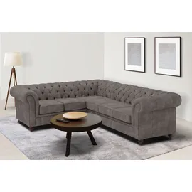 Home Affaire Chesterfield-Sofa »Chesterfield Ecksofa, auch in Leder L-Form« hochwertige Knopfheftung, langer Schenkel links oder rechts wählbar braun