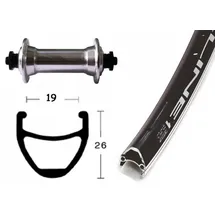 Bikeparts Bike-Parts Laufrad|Vorderrad 26x1.75 Zoll TX 500 silber Schnellspanner 36-Loch Airline 1 schwarz Nirosta-Speichen