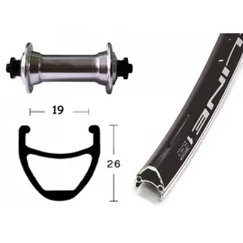 Bikeparts Bike-Parts Laufrad|Vorderrad 26x1.75 Zoll TX 500 silber Schnellspanner 36-Loch Airline 1 schwarz Nirosta-Speichen