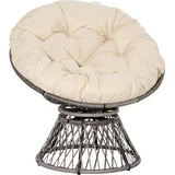Outsunny Papasansessel Korbsessel 360 Grad Liegeschale mit Sitzpolster aus Kunstrattan und Metallrahmen 87 x 97 x 86 cm Creme   Aosom.de