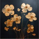 Euroart Metallbild Golden Flowers - B/H ca. 50,00x50,00