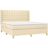 vidaXL Boxspringbett mit Matratze & LED Creme 160x200 cm Stoff