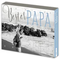 itenga Adventskalender Bester Papa für Männer modernes Design grau blau Strand gefüllt mit 24 Überraschungen für den Mann