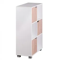 Kadima Design Moderne Holz Bücherregal mit 6 Fächern - Stilvoller Sonoma Eiche Akzent, Weiße Farbe, Robust. 60x30x94 cm