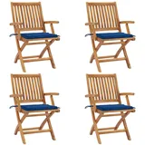 vidaXL Klappbare Gartenstühle mit Kissen 4 St. 4 x 4 x 4 cm blau