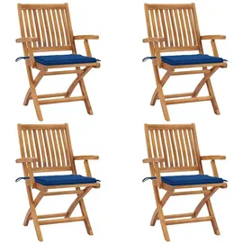 vidaXL Klappbare Gartenstühle mit Kissen 4 St. 4 x 4 x 4 cm blau