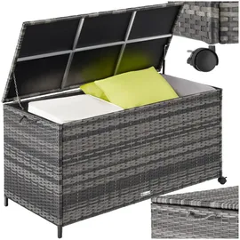 Tectake tectake® Auflagenbox, mit Aluminiumgestell und Rattangeflecht, komfortable Hubautomatik, 117 x 54 x 64 cm,