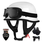 HALYING Halbschalenhelm mit ABS-Shell ECE-Zertifizierter - Leichter Mofa Helm Retro Schnellverschluss, atmungsaktives Innenfutter, abnehmbare Ohrenpolster für Chopper/Cruiser/Scooter