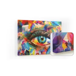 ALLboards Magnettafel CANVASboards 90x60cm – Auge mit der Farbe des Regenbogens