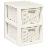 BranQ - Home essential Regal in Rattan Design, Kunststoff PP, Creme, 29,5 x 24 x 32,8 cm