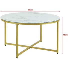 [en.casa] Couchtisch Uppvidinge 45x80cm Marmor, weiß / Gold