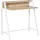 Homcom Schreibtisch mit Ablagefach Kabeldurchlass Metall Weiß Eiche 84 x 45 x 85 cm