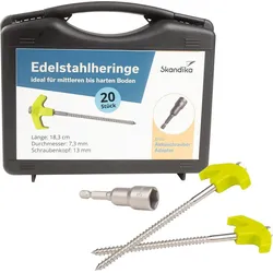 Zeltheringe - 20er Edelstahl Set für harte Böden - Schraubheringe GELB No Size