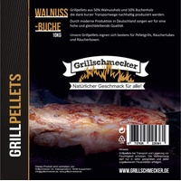 Grillschmecker Grillpellets 10 kg Walnuss- & Buchholz - Natürliches Holzaroma für Grill, Pelletofen & Smoker -