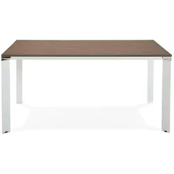 Kadima Design Schreibtisch quadratisch zeitgemäß  160x160 cm  Chrom-Design  xxl Arbeitsplatz  Braun-Weiß
