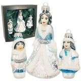 Krebs Glas Lauscha 3er-Set: Christbaumornamente in Weiß - (L) 9-13 cm