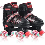 ERNAN Rollschuhe Kinder Verstellbar.komfortabl LED Rollerskates für Jugendliche und Anfänger.4 Größen verstellbar,Rollschuhe für Mädchen,Jungen und Anfänger (RED, S)