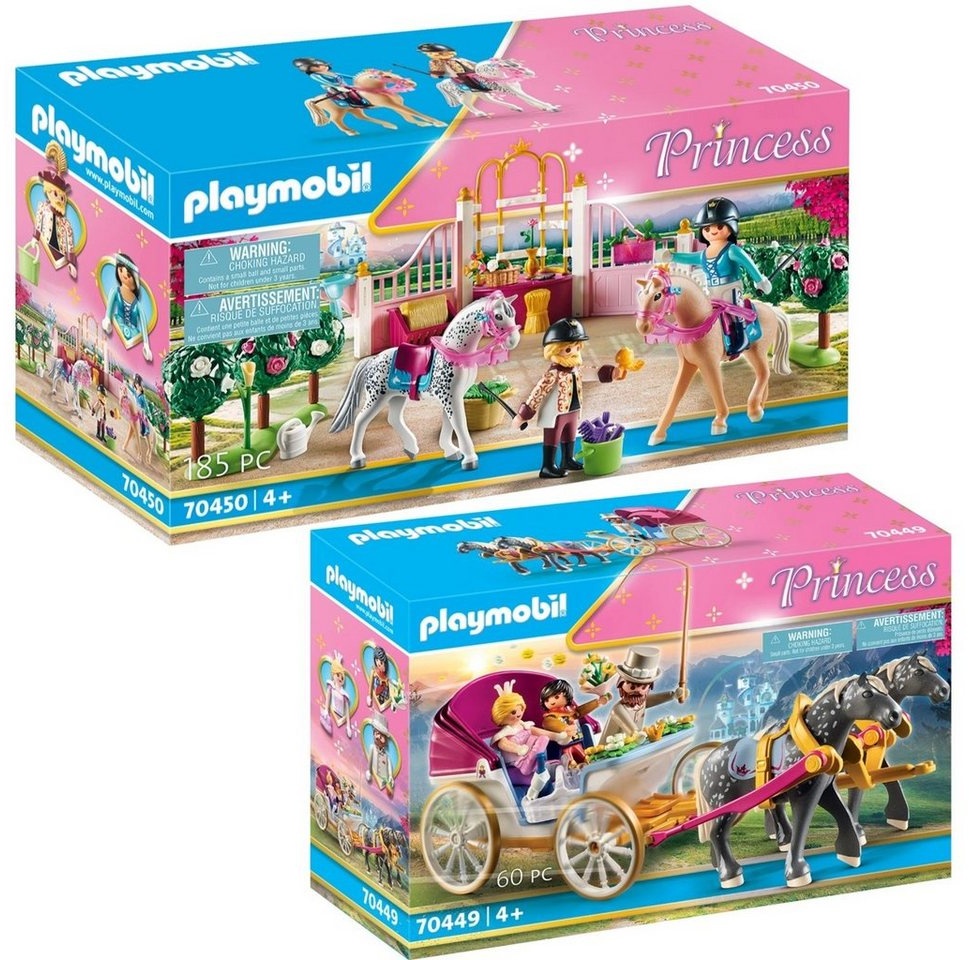 Playmobil® Spielbausteine 70449 70450 Princess 2er Set Romantische Pferdekutsche +