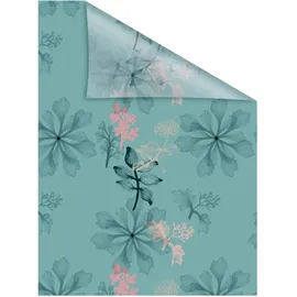 Lichtblick Fensterfolie selbstklebend, Sichtschutz, Aqua Floral - Blau B/L: ca. 100x100 cm