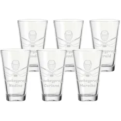 Trinkglas CIAO 300 ml Eishockey Helm mit Schläger 6er Set