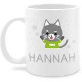 Tasse Tassen 325ml - Katzen - Bild Comic Katze lustig und Dein Name - 325 ml - Weiß - katzen-tasse katzentasse cat junge mug kind keramik katzentassen katzenmotiv der kinder kindertasse