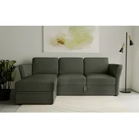 Ecksofa HOME AFFAIRE "Lavars, L-Form, Schlafsofa" Sofas Gr. B/H/T: 242cm x 90cm x 155cm, Webstoff, Recamiere links, grün (khaki) mit Bettfunktion und Stauraum, in zwei verschiedenen Bezugsqualitäten