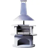 Buschbeck Grillkamin Venedig mit Edelstahlhaube 110 x 65 x 210 cm weiß/Edelstahl