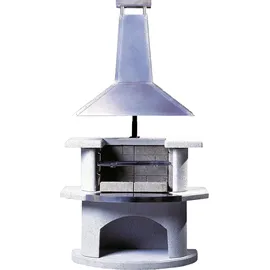 Buschbeck Grillkamin Venedig mit Edelstahlhaube 110 x 65 x 210 cm weiß/Edelstahl