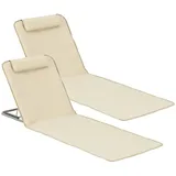 [en.casa] Donostia 2er Set Gartenliege 143 x 48 x 48 cm Beige