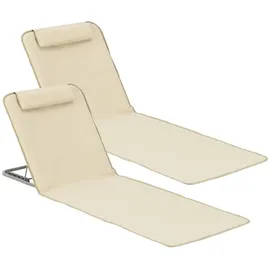 [en.casa] Donostia 2er Set Gartenliege 143 x 48 x 48 cm Beige