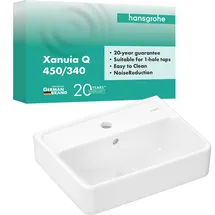 Hansgrohe Xanuia Q Handwaschbecken, 1 Hahnloch und Überlauf, 450x340mm, weiß