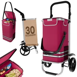 24MOVE® Einkaufstrolley VEHLO 3in1 Trolley faltbarer Einkaufswagen mit Kühlfach, rot