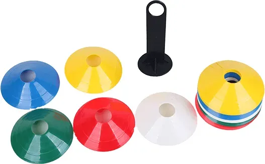 Matchu Sports Fussball Pionen - 50 Stück - Weiß - Gelb - Grün - Blau - Rot - 100% Polyethylen