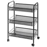 home collective Rollwagen mit 3 Ebenen, Platzsparend, 3-stöckiger Schrank auf Rollen, geräumige Regale im modularen Design, Multifunktional Aufbewahrungswagen, 27,5 x 45 x 63,5 cm, Schmal, schwarz