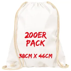 Texxilla Turnbeutel Mehrpack mit robusten Zugbändern, Weiß, weiß
