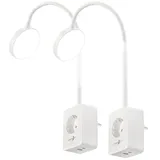 Lunartec 2er-Set Dimmbare CCT-LED-Steckerleuchten mit Steckdose, weiß