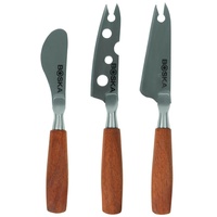 Boska Käsemesser-Set Mini Vienna/drei Käsemesser/Holz/Edelstahl/Braun/Silber / 135 x 20