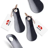 SULPO 2er Pack 12cm Stabil Schuhlöffel aus Edelstahl - Schuhlöffel Klein - Schuhlöffel Metall mit Aufhängeloch - Schuhanzieher - Mini Schuhlöffel - Reiseschuhlöffel - Shoe Horn