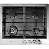 Gurari TX 604 VTGL Gaskochfeld 60 cm – Edelstahl/Schwarz  4 Flammig, 4,0 kW Wok, autark