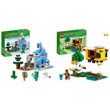 LEGO 21243 Minecraft Die Vereisten Gipfel, Set mit Steve- & 21241 Minecraft Das Bienenhäuschen