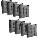 King Matratzen 1 st, 4 er, 8 er Set Stuhlkissen Sitzkissen Bodenkissen Dekokissen Wasserdicht 40x40cm / DREI Farben/Gartenkissen/Sitz-Auflage (8 Er Set - Grau)