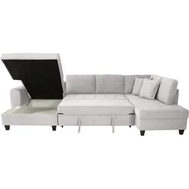 trends by hg Wohnlandschaft Polyester U-Form 3-Sitzer Beige