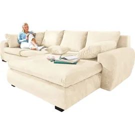 Home Affaire Ecksofa Cara Mia 325x87x183 cm Luxus-Microfaser Vintageoptik Recamiere beidseitig ohne Bettfunktion beige (creme), (54154831-0)