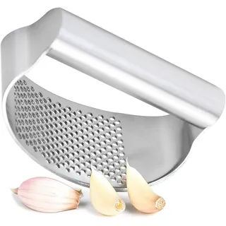hausleben Edelstahl Knoblauchpresse | Ergonomischer Griff für einfaches Auspressen | Leicht zu reinigen & robust | Küchenhelfer für Knoblauch & Ingwer