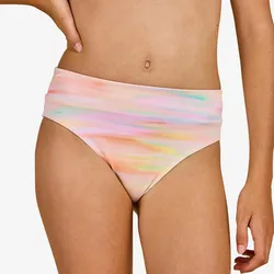 Bikini-Hose Mädchen hoch tailliert 500 BAO BLUR GELB 160-166cm 14-15J