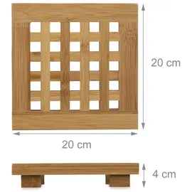 Relaxdays Untersetzer 2er Set Bambus, Topfuntersetzer für Töpfe, Pfannen, Teller, HBT ca. 4 x 20 x 20 cm, natur