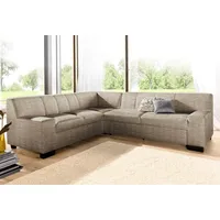 DOMO collection Ecksofa DOMO COLLECTION "Norma, moderne Armlehnen, zeitlos und elegant, Breite 247cm, L-Form", beige, B:247cm H:74cm T:212cm, Microfaser PRIMABELLE (100% Polyester);Kunstleder SOFTLUX;Struktur (90% Polyester, 10% Polyacryl);NaturLEDER (echtes Rindsleder),